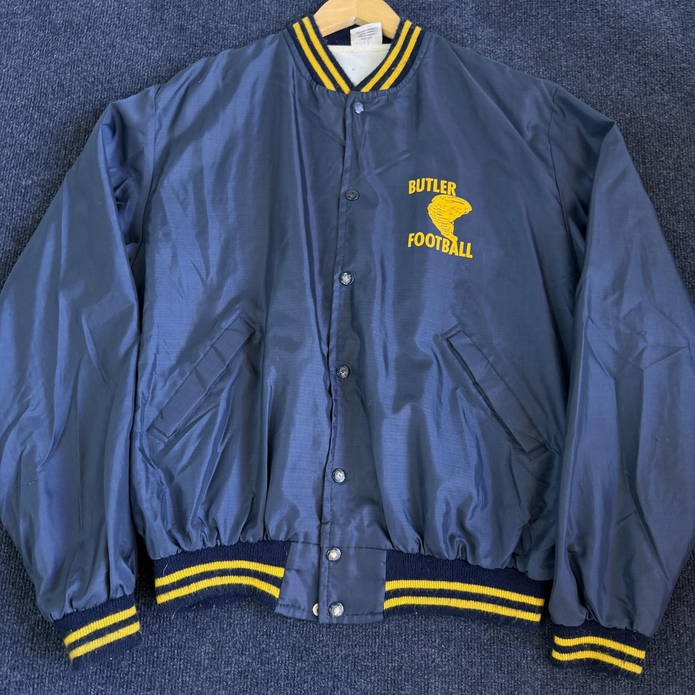 Vintage Butler Football Jacket Mens Large Blue Football Birdie Made In USA